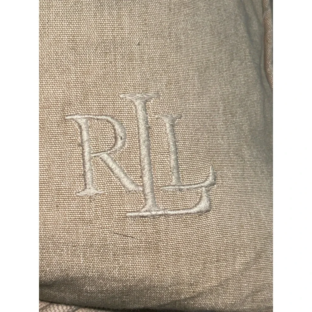 beige Ralph Lauren throw pillow embroidered 